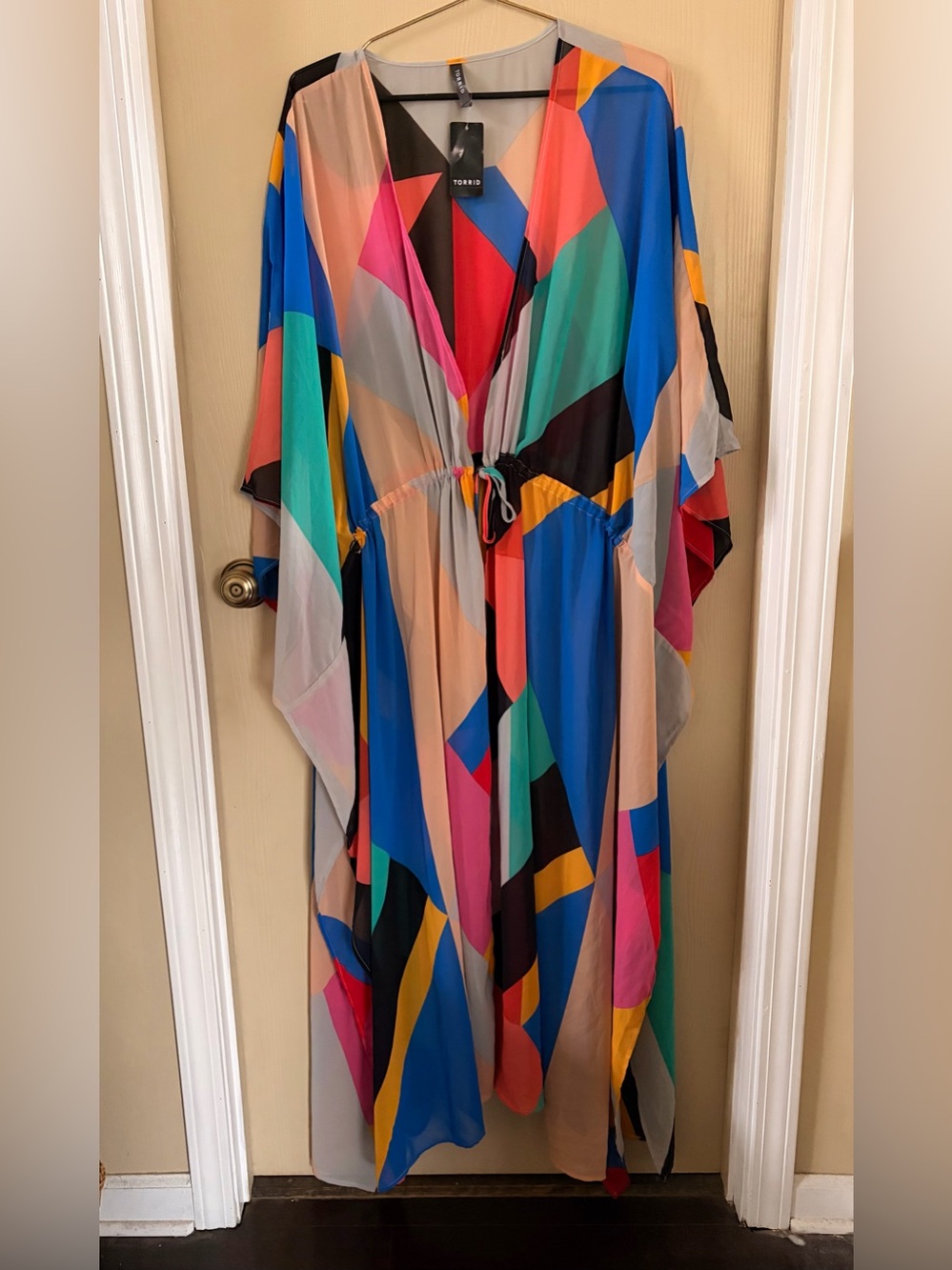 Colorful Geometric Patterned Sheer Cover Up